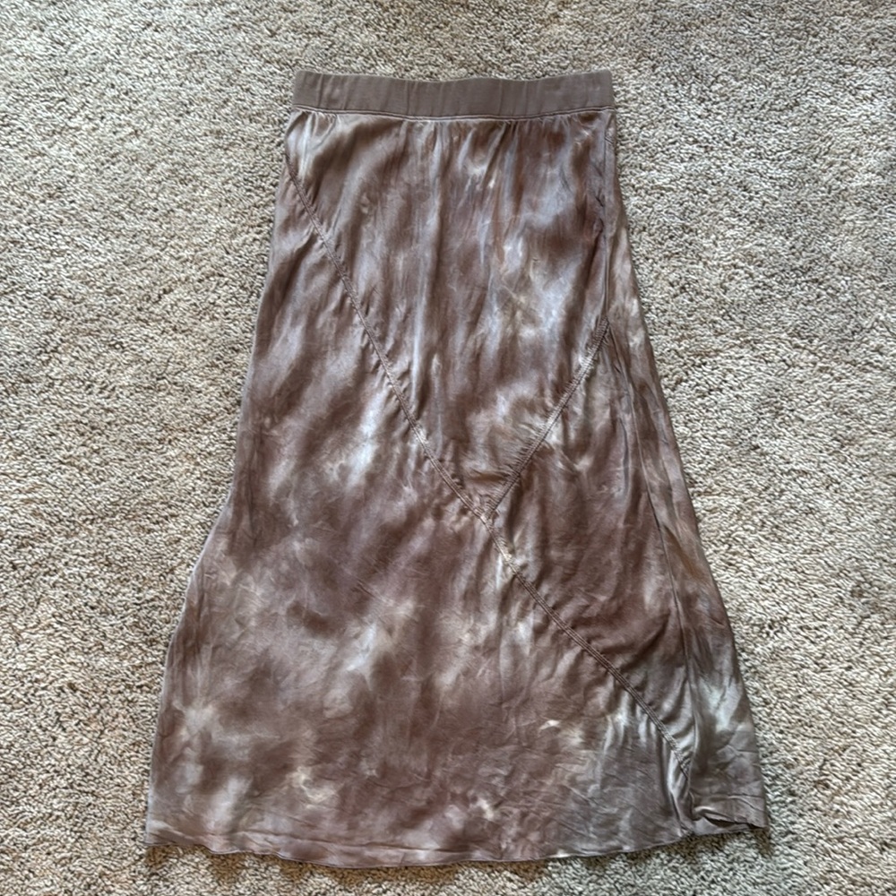 ATM Anthony Thomas Melillo Lavender Mushroom Tie Dye Silk Pull On Skirt